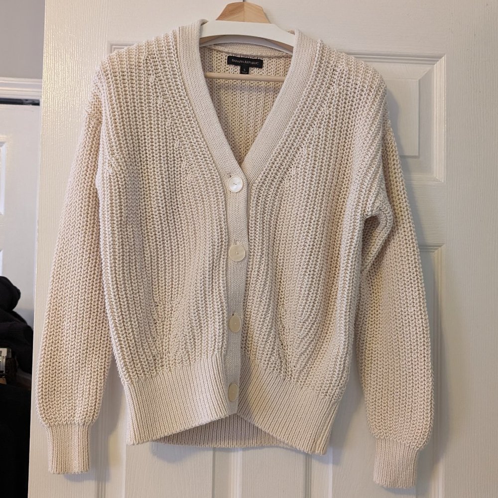 Banana Republic ORGANIC COTTON CARDIGAN SWEATER Size S